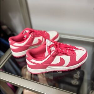Nike Pink and White Dunk Low Sneakers